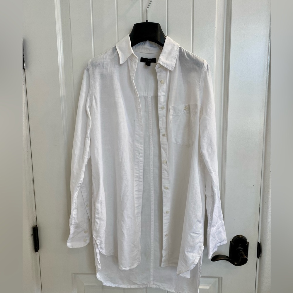 J. Crew White Linen Shirt Size 0